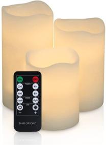 img 4 attached to 🕯️ Flameless Candles Battery Operated LED Pillar Candles - H-BLOSSOM LED Candles Set of 3 with Remote, Cycling Timer, 3" x 4"/5"/6", White