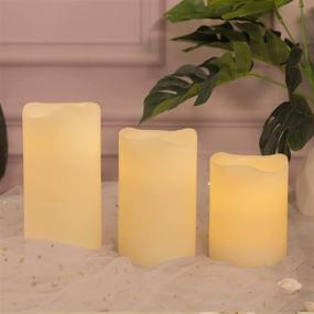 img 1 attached to 🕯️ Flameless Candles Battery Operated LED Pillar Candles - H-BLOSSOM LED Candles Set of 3 with Remote, Cycling Timer, 3" x 4"/5"/6", White