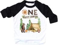 🏕️ adorable outdoor 1st birthday t-shirts and raglans for girls and boys - one happy camper camping theme logo