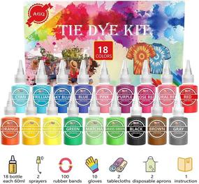 img 3 attached to 🎨 AGQ DIY Tie Dye Kit - Vibrant 18-Color Fabric Dye for Kids & Adults, Complete Set with Rubber Bands, Gloves, Apron, Sprayer and Table Covers - Perfect for Craft Arts, Textile Group Parties
