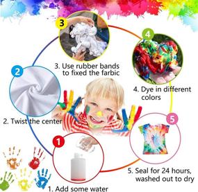 img 2 attached to 🎨 AGQ DIY Tie Dye Kit - Vibrant 18-Color Fabric Dye for Kids & Adults, Complete Set with Rubber Bands, Gloves, Apron, Sprayer and Table Covers - Perfect for Craft Arts, Textile Group Parties