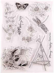 img 4 attached to 🌼 Floral Dragonfly, Butterfly, and Bird Clear Stamps for DIY Scrapbooking and Card Making Decoration - KWELLAM Flowers (21030401)