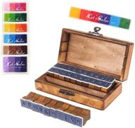 🖌️ vintage wooden alphabet stamps set with colorful ink pads - perfect for diy crafts, card making, happy planner, and scrapbooking supplies logo