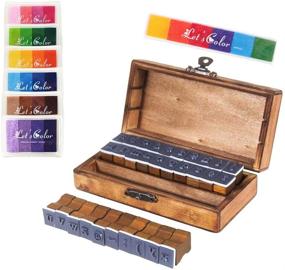 img 4 attached to 🖌️ Vintage Wooden Alphabet Stamps Set with Colorful Ink Pads - Perfect for DIY Crafts, Card Making, Happy Planner, and Scrapbooking Supplies