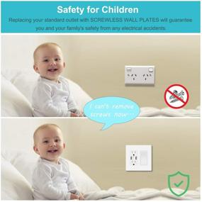 img 2 attached to 🔌 Enhance Safety with 4 Pack Screwless Decorator Wall Plate - Child-safe 2-Gang Unbreakable Cover Plate for Electric Outlets, GFCI, Dimmers, Switches in White