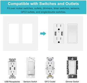 img 3 attached to 🔌 Enhance Safety with 4 Pack Screwless Decorator Wall Plate - Child-safe 2-Gang Unbreakable Cover Plate for Electric Outlets, GFCI, Dimmers, Switches in White