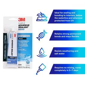 img 1 attached to 3M Marine Sealant 5200 - Black, 3 Ounces - Permanent Bonding and Sealing for Boats and Marine Applications