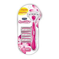 💃 schick quattro for women value pack: 1 razor and 4 razor blade refills for effortless shaving logo