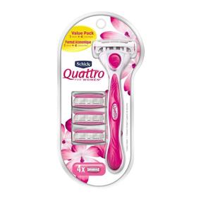 img 4 attached to 💃 Schick Quattro for Women Value Pack: 1 Razor and 4 Razor Blade Refills for Effortless Shaving