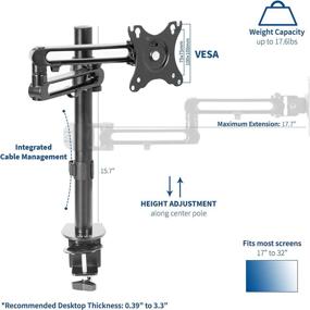 img 1 attached to 💻 VIVO Full Motion Aluminum Single Monitor Desk Mount Stand, Fits 17-32 inch Screens, Articulating Arm Joint, Max VESA 100x100, STAND-V101Y