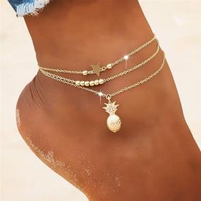 img 3 attached to 🌞 Canboer Summer Boho Beach Jewelry Set: Cute Layered Adjustable Anklets with Lucky Star Charms for Women and Teen Girls