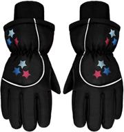 boao girls' waterproof mittens: stylish & warm cotton-lined winter accessories for cold weather logo