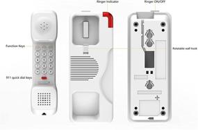 img 3 attached to White Ornin T108 Trimline Corded Telephone with SOS Key, Wall Mountable for Hotel and Home Use