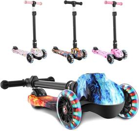 img 4 attached to WeSkate Foldable Scooters with LED Lights for Kids, Adjustable Height, Lean to Steer – Perfect Gifts for Children Ages 3-12