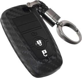 img 4 attached to 🔑 High-Quality Carbon Silicone Key Fob Cover Protector for Ford Mustang Fusion Raptor F150 F250 Explorer Expedition Bronco & Lincoln Aviator Corsair 2020 - Keychain Included!