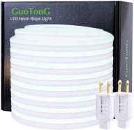 🔌 guotong white neon rope lights - 110v daylight led rope lighting waterproof 50ft 15m - perfect for outdoor/indoor use, flexible and connectable for camping, backyards, deck, bar, party логотип