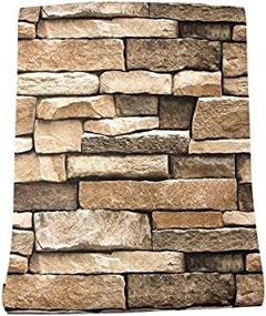 img 1 attached to 🏞️ Rock Wallpaper: Easy-to-Clean 3D Stone Peel and Stick Removable Wallpaper - Realistic Stone Textured Vinyl for Backsplash, Countertop & Wall Décor - 17.7” × 118” Peel & Stick Stone Self-Adhesive Paper