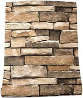🏞️ rock wallpaper: easy-to-clean 3d stone peel and stick removable wallpaper - realistic stone textured vinyl for backsplash, countertop & wall décor - 17.7” × 118” peel & stick stone self-adhesive paper logo
