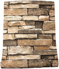 img 4 attached to 🏞️ Rock Wallpaper: Easy-to-Clean 3D Stone Peel and Stick Removable Wallpaper - Realistic Stone Textured Vinyl for Backsplash, Countertop & Wall Décor - 17.7” × 118” Peel & Stick Stone Self-Adhesive Paper