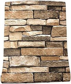 img 3 attached to 🏞️ Rock Wallpaper: Easy-to-Clean 3D Stone Peel and Stick Removable Wallpaper - Realistic Stone Textured Vinyl for Backsplash, Countertop & Wall Décor - 17.7” × 118” Peel & Stick Stone Self-Adhesive Paper