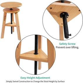 img 1 attached to MEEDEN Wooded Drafting Stool: Adjustable Artist Stool for Studios, Homes, Kitchens, and Bars