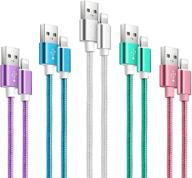 🔌 5-in-1 iphone charger pack: mfi certified nylon braided cables for iphone 13/12 pro max, xr/xs max, 8/7/6s, se 2020, ipad – 3/3/6/6/10ft – 5 color options! logo