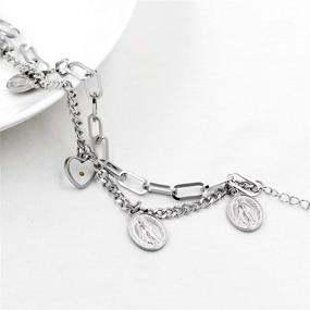 img 2 attached to Stainless Steel Tbrand Charms Cross Virgin Mary Miraculous Medal Link Chain Bracelet with Mustard Seed Jewelry ZY077