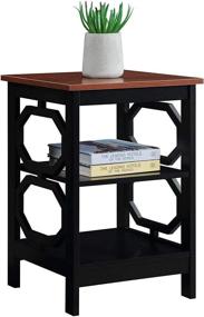 img 1 attached to 🍒 Convenience Concepts Omega Cherry Top End Table - Sleek Black Frame Design