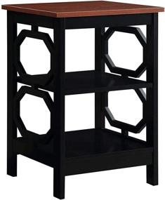 img 4 attached to 🍒 Convenience Concepts Omega Cherry Top End Table - Sleek Black Frame Design