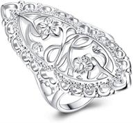 vintage hollow long celtic knot daisy flower filigree band ring - xcfs 925 sterling silver statement piece with floral design logo