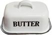 vintage white enamel butter dish logo