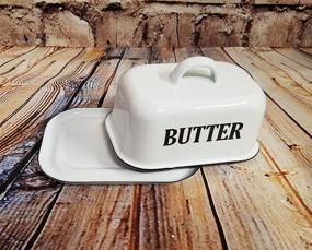img 1 attached to Vintage White Enamel Butter Dish