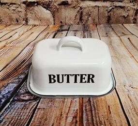 img 2 attached to Vintage White Enamel Butter Dish