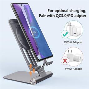 img 1 attached to 📱 Nillkin Adjustable Fast Wireless Charger Stand - Qi Certified Charging Stand for iPhone 12 Pro Max/12/11 Pro/11/XS/X/8 Plus, Galaxy S20/S10/S9, Note 20/10+/9/8 and More - Gray (AC Adapter Not Included)