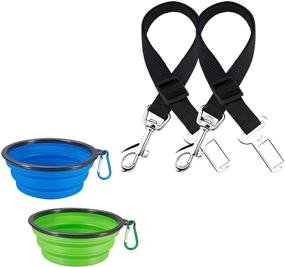 img 4 attached to 🐾 Adjustable Pet Seat Belt Safety Harness for Dog and Cat in Vehicle, GTOTd - Includes 2 Packs of Collapsible Dog Bowls for Portable Travel Pet Set