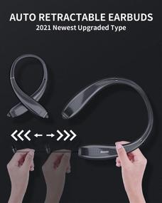 img 2 attached to Bluenin BlueWings Pro 1 Bluetooth 5.0 Neckband Headphones with Noise Cancelling and Retractable Earbuds in Black