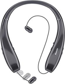 img 4 attached to Bluenin BlueWings Pro 1 Bluetooth 5.0 Neckband Headphones with Noise Cancelling and Retractable Earbuds in Black