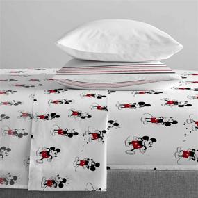 img 2 attached to 🐭 Official Disney Jay Franco Mickey Mouse 90th Stripe Full Sheet Set - Super Soft, Cozy, and Fade Resistant Microfiber Sheets - 4 Piece Set Kid's Bedding