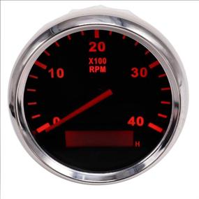 img 3 attached to 🌊 KAOLALI 4000 RPM Waterproof Auto Digital Tachometer with Red Backlight - 85mm 9-32V Gauge for Car Boat Motorcycle (Black/Silver)