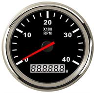 🌊 kaolali 4000 rpm waterproof auto digital tachometer with red backlight - 85mm 9-32v gauge for car boat motorcycle (black/silver) logo