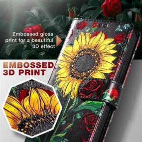 img 1 attached to 🌸 Shields Up Galaxy S21 Ultra Wallet Case: Detachable Magnetic Vegan Leather Cover with Card Slots & Wrist Strap - Rose Flower/Sunflower