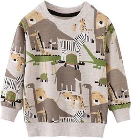 img 4 attached to 👕 Comfy & Adorable Boys Cotton Sweatshirts: Long Sleeve Toddler Winter Warm Pullovers 3t-8t