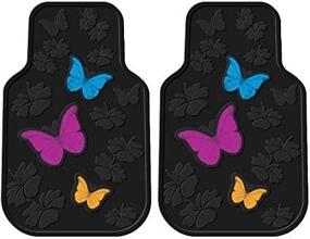 img 1 attached to Rubber Butterfly Floor Mats for Front Seat of Cars, Trucks, SUVs - Enchanting Butterflies with Flowers