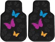 rubber butterfly floor mats for front seat of cars, trucks, suvs - enchanting butterflies with flowers logo