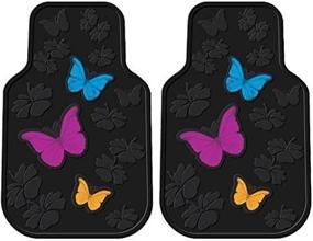 img 4 attached to Rubber Butterfly Floor Mats for Front Seat of Cars, Trucks, SUVs - Enchanting Butterflies with Flowers