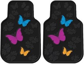 img 2 attached to Rubber Butterfly Floor Mats for Front Seat of Cars, Trucks, SUVs - Enchanting Butterflies with Flowers