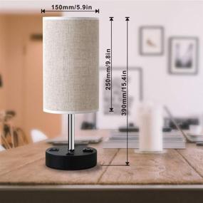 img 3 attached to 🔌 Lifeholder USB Table Lamp with Warm White LED Bulb, Bedside Nightstand Lamp featuring Dual USB Port & Power Outlet, Perfect Desk Lamp for Bedroom, Living Room or Office (Round)