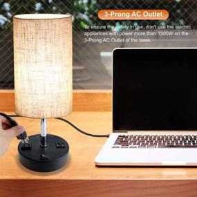 img 1 attached to 🔌 Lifeholder USB Table Lamp with Warm White LED Bulb, Bedside Nightstand Lamp featuring Dual USB Port & Power Outlet, Perfect Desk Lamp for Bedroom, Living Room or Office (Round)