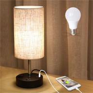 🔌 lifeholder usb table lamp with warm white led bulb, bedside nightstand lamp featuring dual usb port & power outlet, perfect desk lamp for bedroom, living room or office (round) logo
