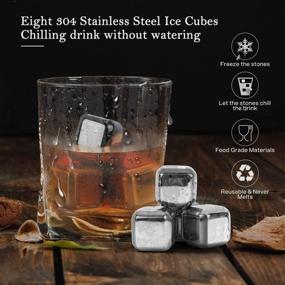 img 3 attached to 🥃 Duerer Whiskey Stones Set with Glasses & Stainless Steel Ice Cubes - Ideal Gift for Father's Day, Dad's Birthday, or Any Occasion - Includes Bonus Coasters